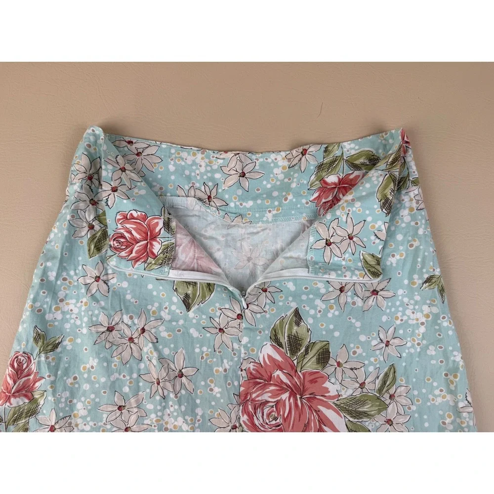 Espresso 10 Floral A-Line Skirt Cottagecore Cotton Rose Print Side Zip